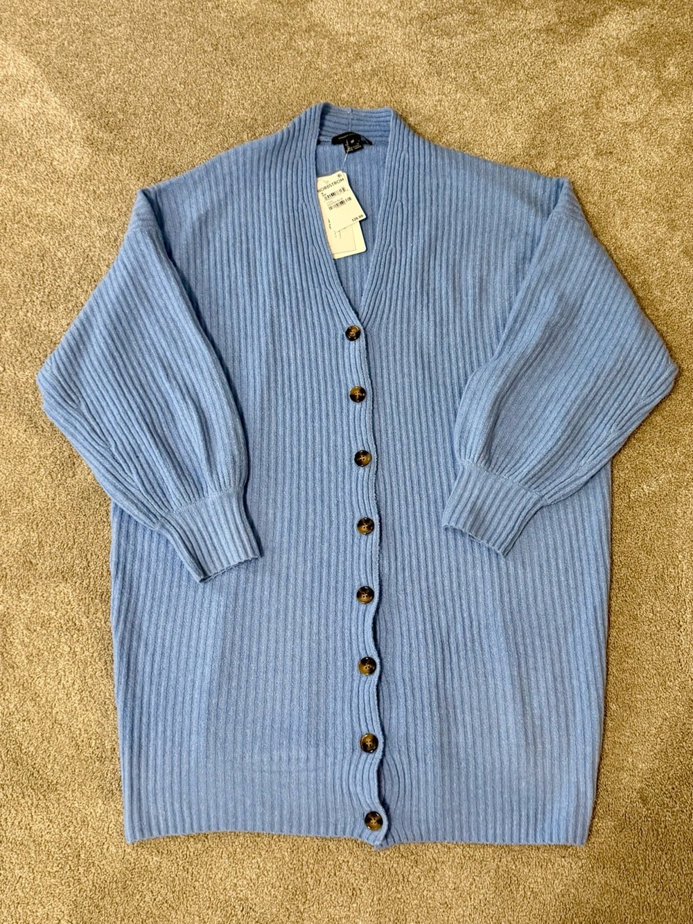 French Connection Dusk Blue Button-Front Knit Dress-NWT